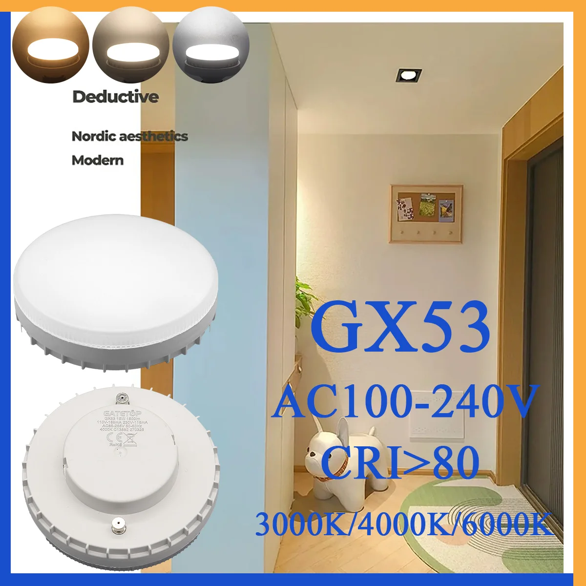 10PCS 5W 7W 9W GX53 LED Spot Light AC100-240V 100lm/W Daring Light Source Wardrobe Cabinet Light Daring Grille Open Box Light