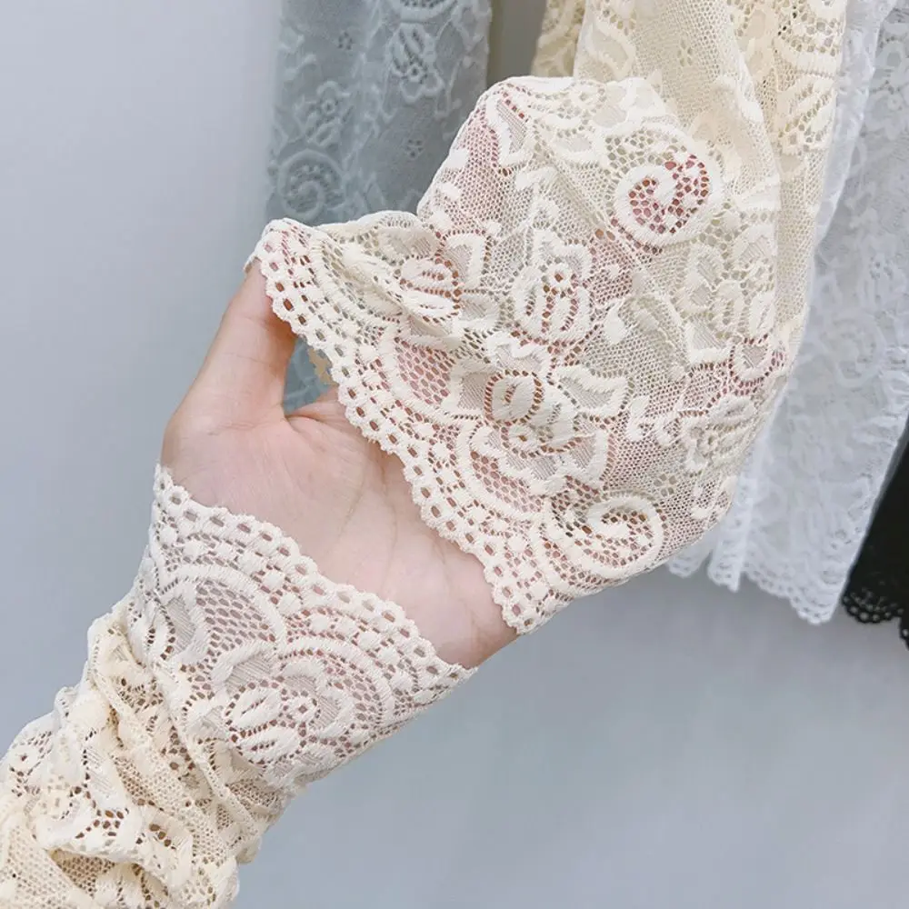 Mangas de seda de hielo de encaje Anti-UV, guantes de manga larga con aislamiento UV, fundas para brazos con protección solar, guantes de ciclismo para mujer