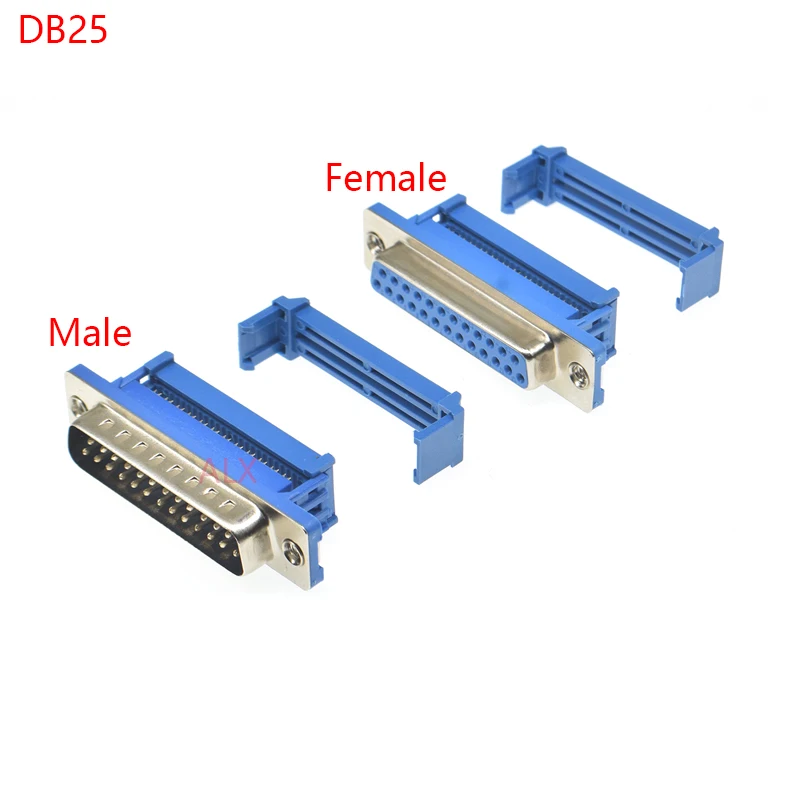 5PCS DIDC25 DB25 MALE Female serial port Connector IDC crimp Type D-Sub COM CONNECTORS 25pin plug 25p Adapter ribbon cable wire