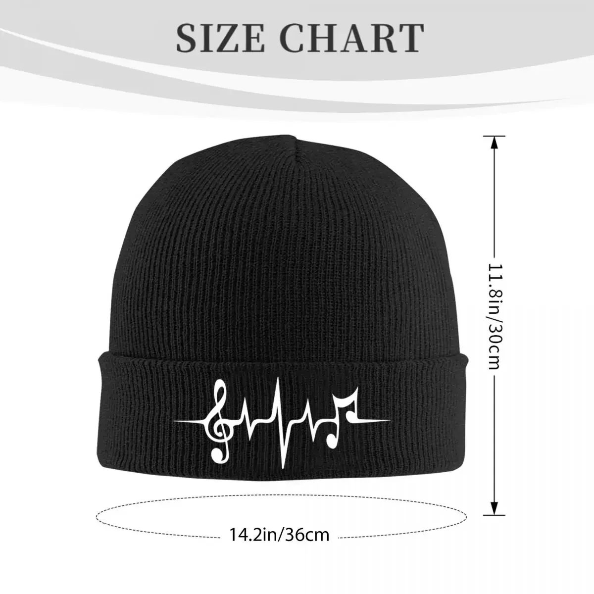 Music Pulse, Notes, Clef, Frequency, Wave, Sound, Dance Warm Knitted Cap Hip Hop Bonnet Hat Autumn Winter Outdoor Beanies Hats