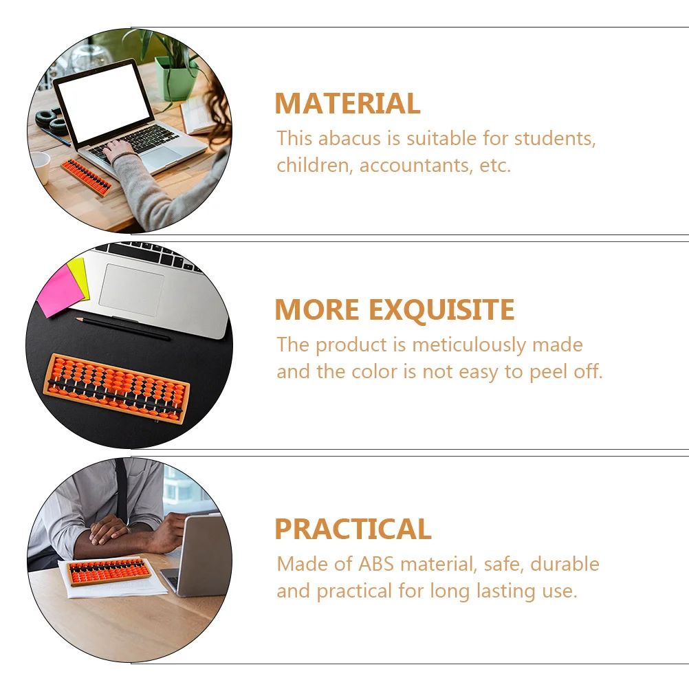 

Chinese Abacus ABS Material Portable Arithmetic Counting Tool Educational Children Abacus for Study Office Counting Accessory