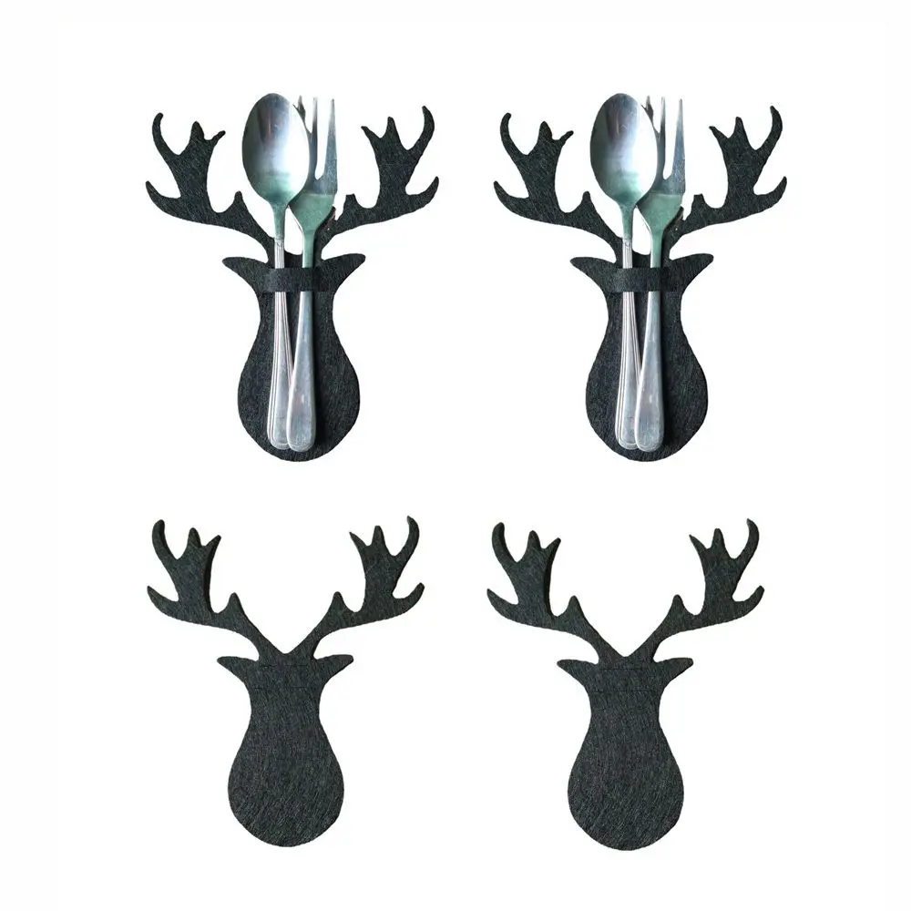 4PCS Christmas Knife and Fork Holder Santa Claus Snowflake Elk Xmas Tree Pocket Cutlery Bag Tableware Organizer Table Decoration