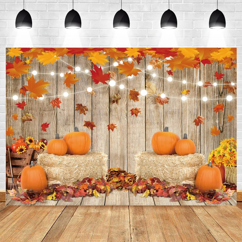 Autumn Country Warehouse Backdrop for Photography Fall Farm Barn Pumpkin Haystack Harvest Baby Portrait Photo Background Studio