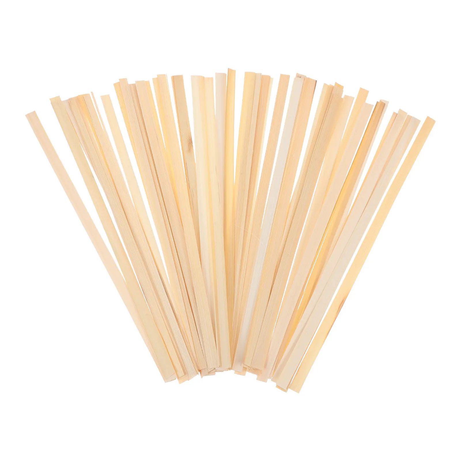 50 PCS Fan Wood Sticks for Crafts Bamboo Weaving Strips DIY Hand Fans Thin Material Beige Basket Supplies Handmade - view 2