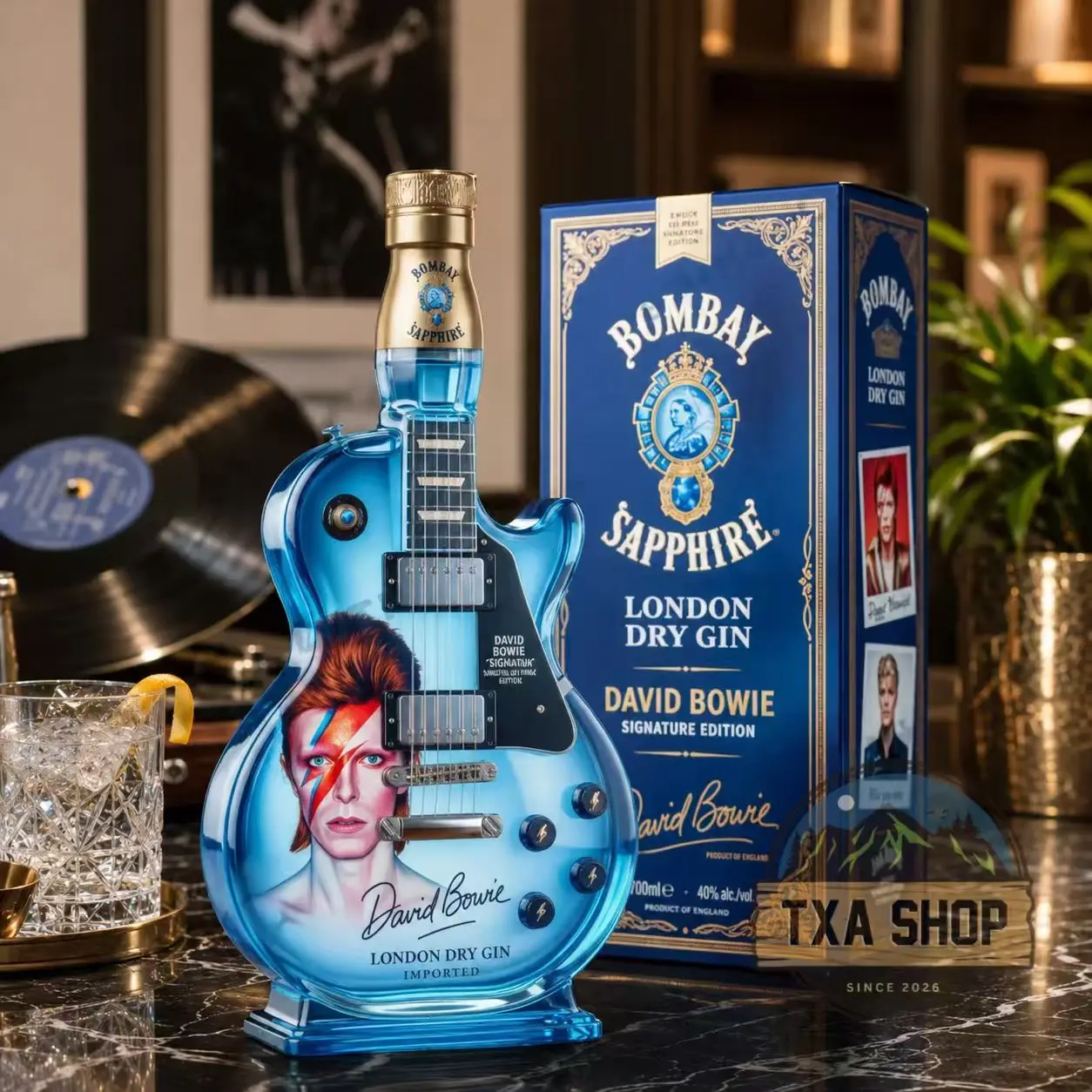 New Sapphire Rock Legend Electric Guitar Shaped Glass Decanter Creative Whiskey Wine Bottle Bar Drinking Glassware Gift