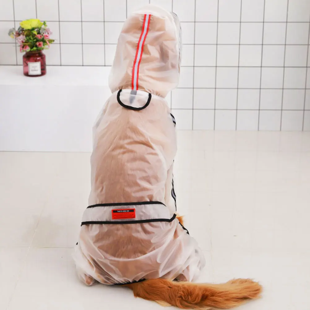 

1pc Dog Raincoat Hooded Waterproof Pet Clothes Lightweight Breathable Rain Gear For Medium Large Dogs Keep Dry Easy On Off