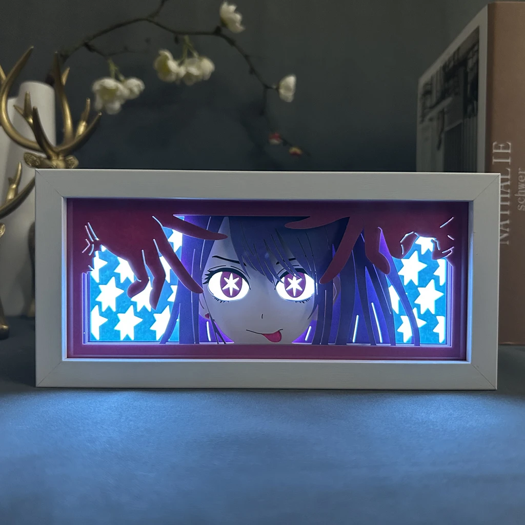 Paper Cut Anime Light Box Oshi No Ko Ai Hoshino for Bedroom Decor Birthday Gift Manga Shadow Box Desk Table Lamp LED Night Light