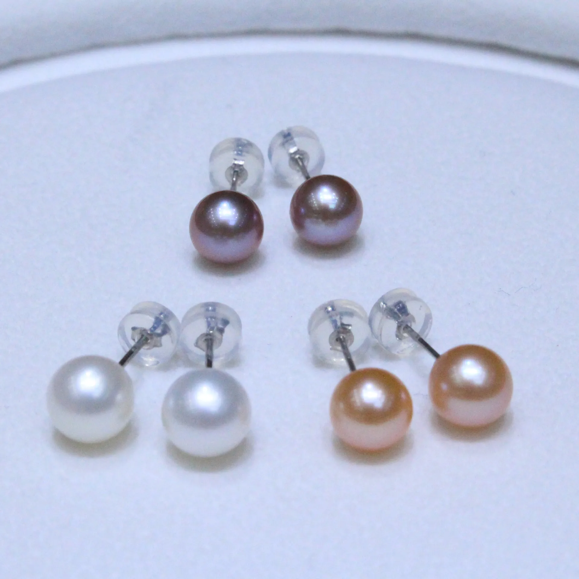 

Beautiful Pearl Stud Earrings AAA+ 6-7mm 7-8mm 8-9mm 9-10mm 10-11mm Natural Round South Sea White Pink Purple Pearl Beads 925s