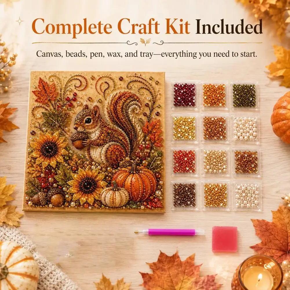 Autumn Pumpkin Pearl Art DIY Painting Kit 3D Fall Harvest Diamond Pearl Painting Handmade Craft Wall Art Decor For Thanksgiving