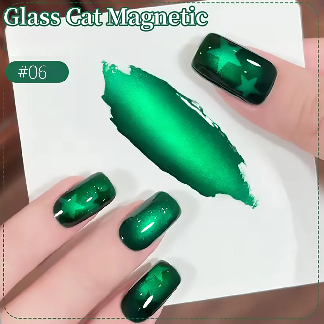 

ZH 12ML Emerald Green Magnet Cat Eye 2026 New Gel Nail Polish Green Whitening Glass Bead Cat Eye Nail Polish Nail Art