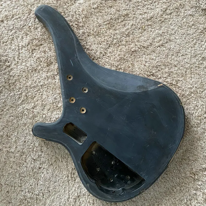 Unfinished Bass Guitar Body 4 or 5 Strings Solid Basswood Black Color Right Hand with Active Pickup Holes