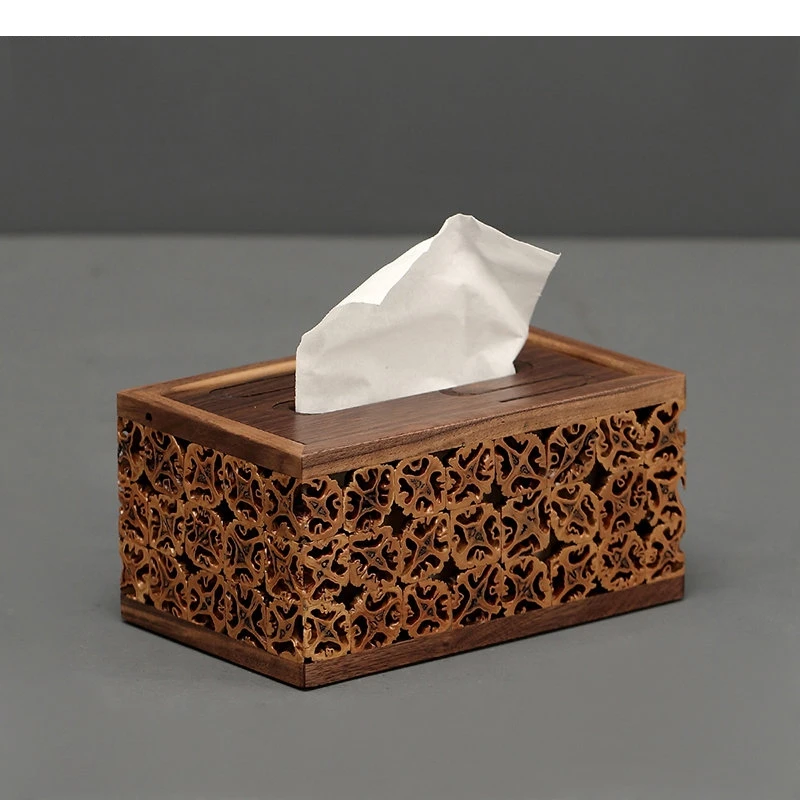 

Vintage Walnut Wooden Tissue Boxes Rectangular Extractive Type Napkin Paper Towel Holders Home Desktop Toilet Box