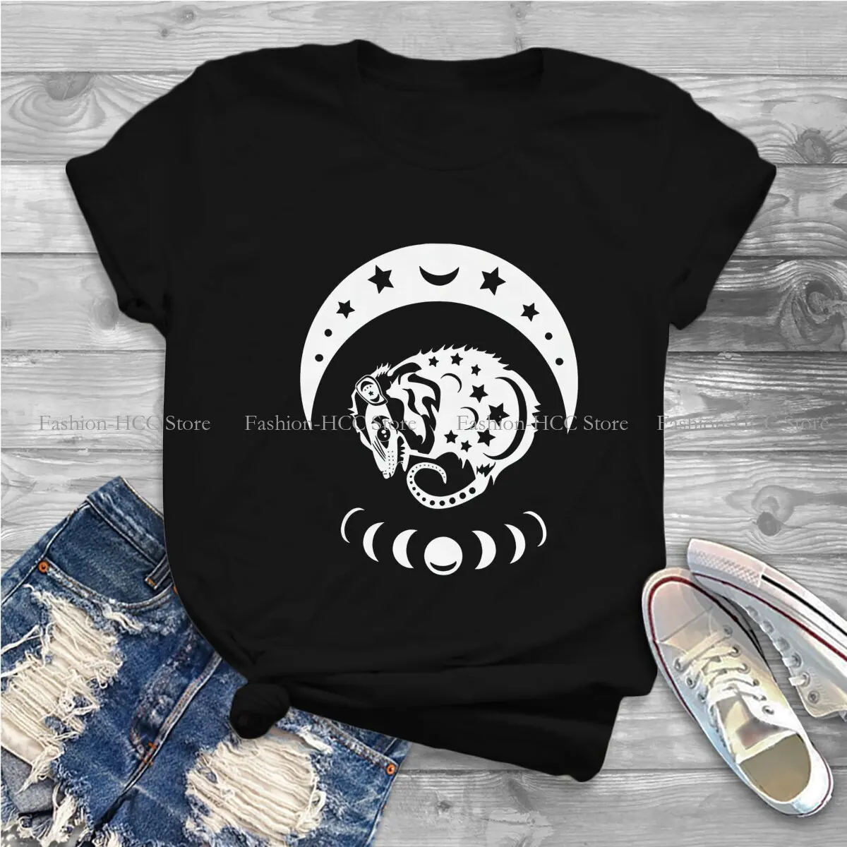 Picture 3: Cute Opossum Mouse Polyester TShirt for Women Witchy Soft Summer Tee T Shirt Novelty