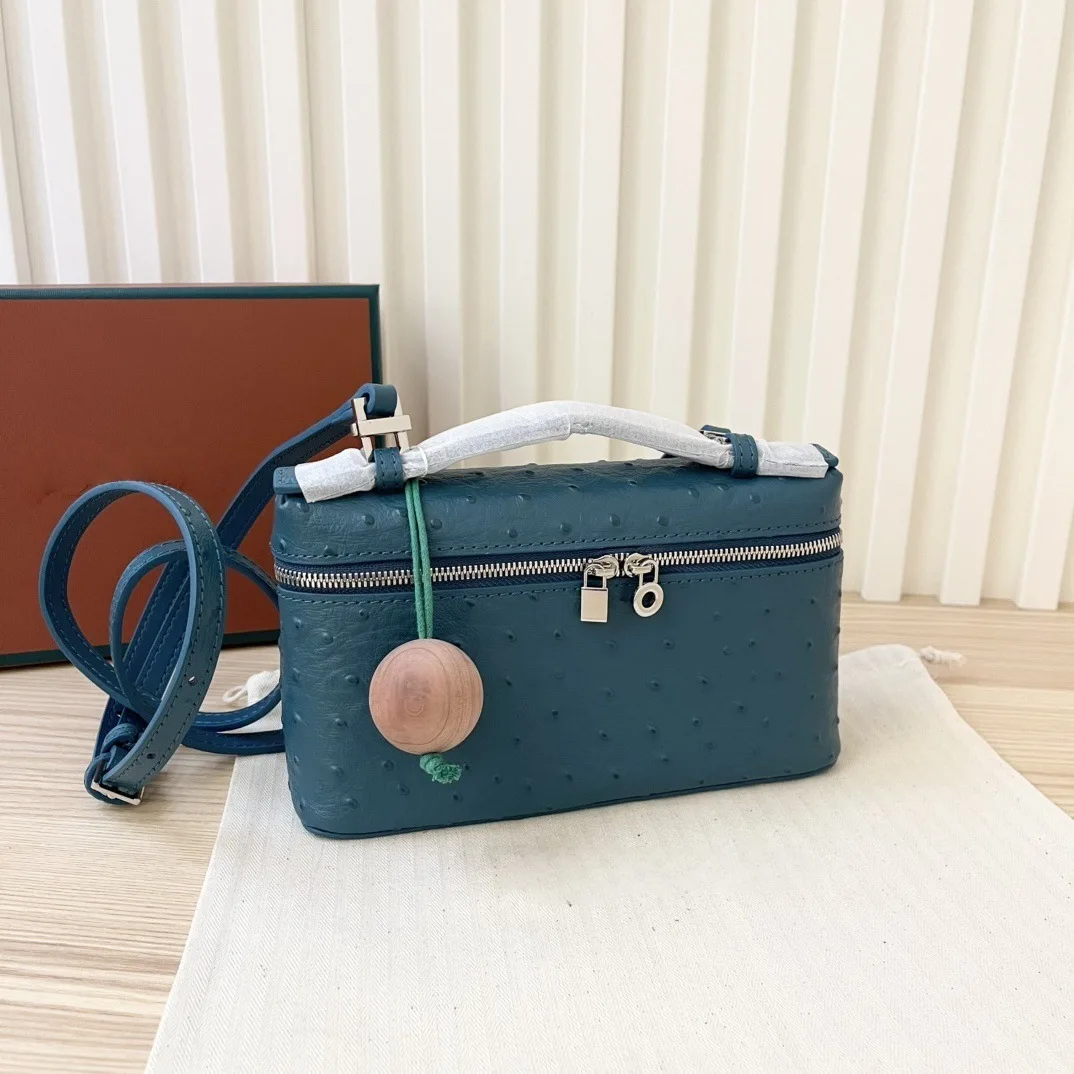 

Ostrich Pattern Lunch Box First Layer Cowhide High-quality Clutch Bag Fashionable and Casual Commuting Shoulder Messenger Bag