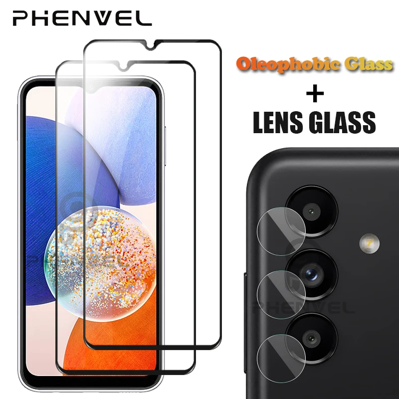 Protective Glass For Samsung Galaxy A14 5G Oleophobic Full Cover Screen Protector For Galaxy A14 Lens Tempered Glass Film