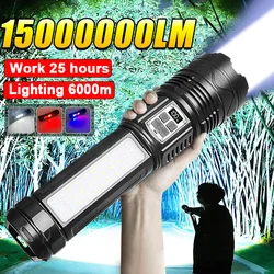 NEW Most Powerful LED Flashlights High Power Lighting 6km Spotlight Built-in Battrey Rechargeable Torch Hunting Tactical Torchs