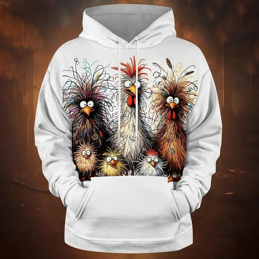 

New Spring and Autumn Men's Fashion Sportswear Rooster Pattern 3D Printed Hoodie Neutral Street Casual Long Sleeve Hoodie K0211