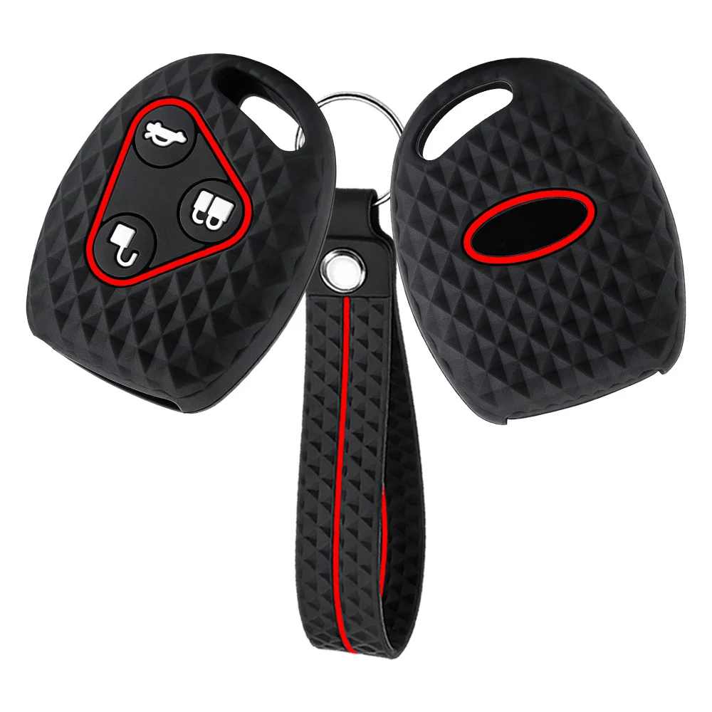 Silicone 3 Button Keyless Entry Key Fob Chain Case Cover Shell Protect For Ford Transit Connect Courier Fiesta Focus Cabriolet