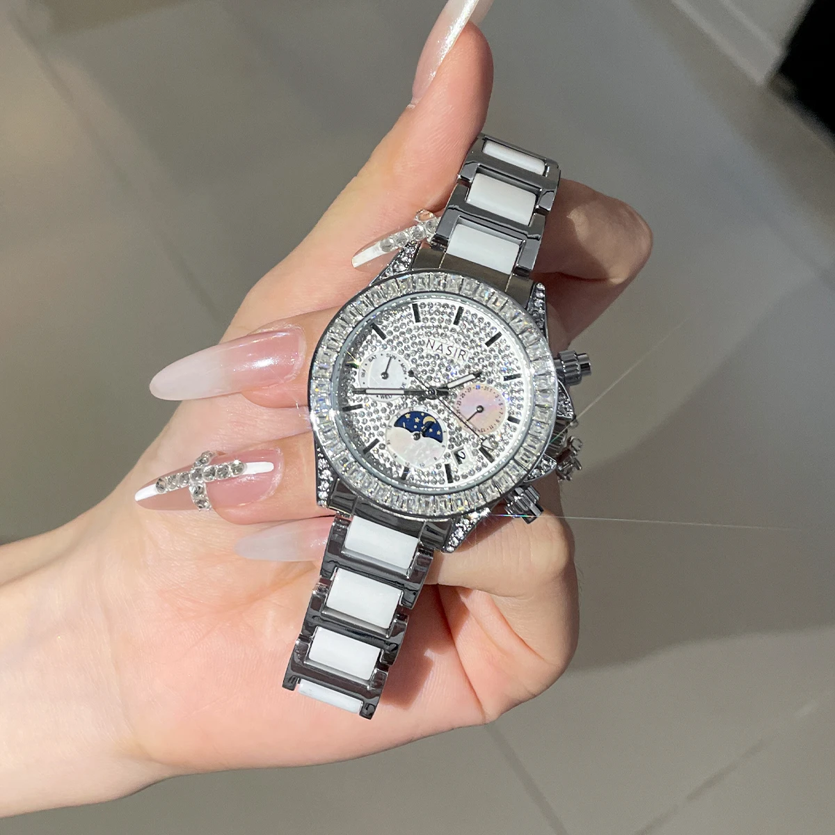 

Sun, Moon and Stars Watch Women's Full Diamond Light Luxury Niche Art High-end Brand Genuine 2024 New Ladies