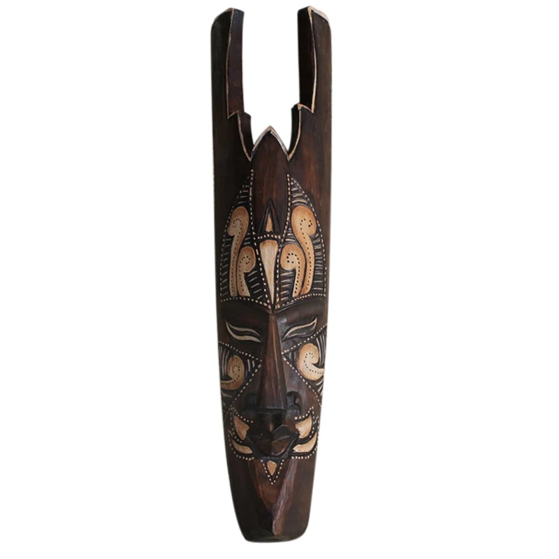 AFBC Solid Wood Mask for Wall Decoration African Facebook Bar Ktv Restaurant Wall Hanging Thai Woodcut Decoration C