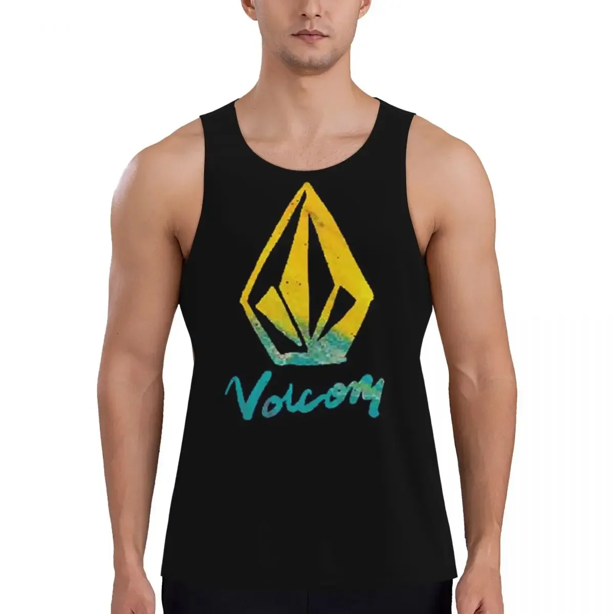 Volcoms Logo Gym Tank Bodybuilding Vest Fitness Sleeveless Tops Quick Dry Men Workout Sports Clothing