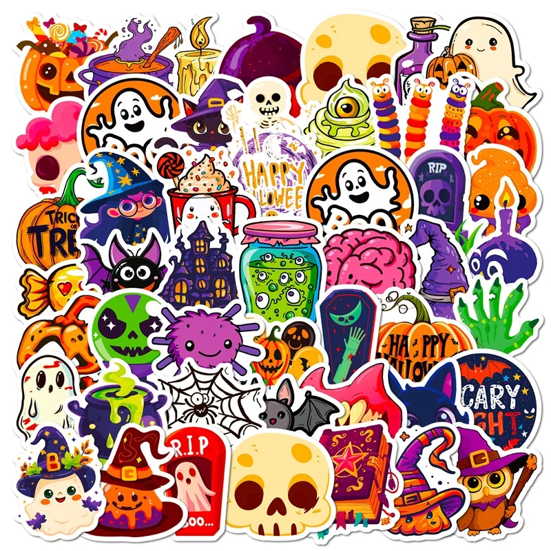 50 Stück niedlichen Halloween PVC Aufkleber ästhetische Dekoration Scrap booking koreanischen Briefpapier Hand Buchhaltung Werkzeuge Lieferungen für