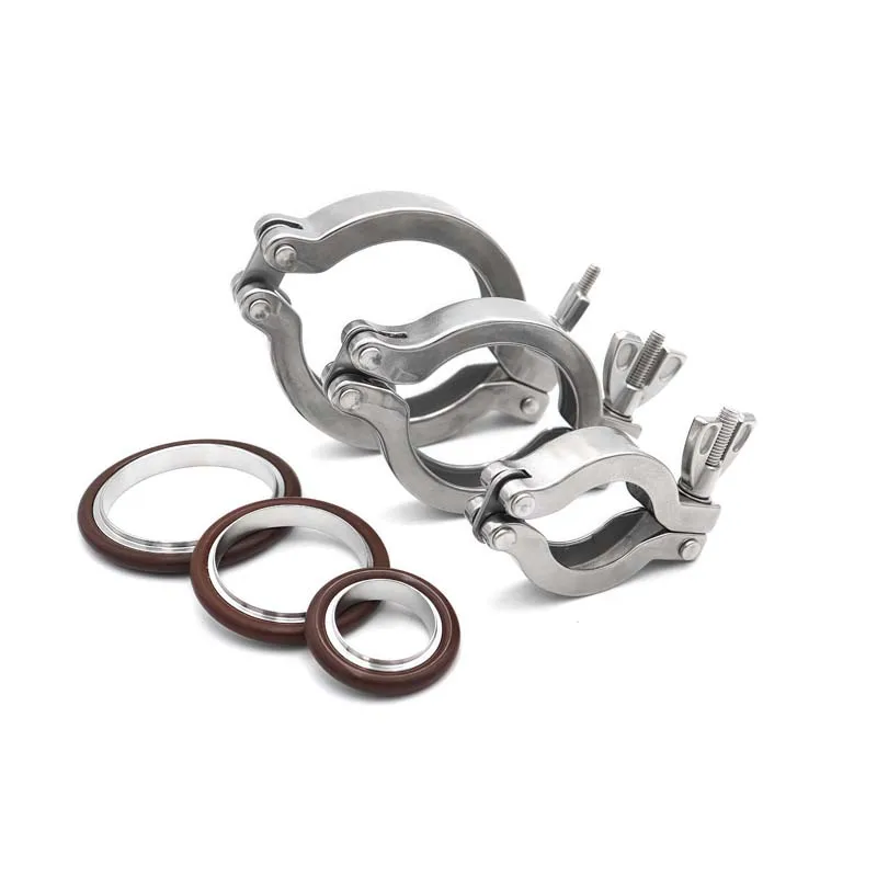 KF16 KF25 KF40 KF50 SS304304 Stainless Steel Vacuum Clamp Quick Pipe Fitting With 304 Bracket FKM O-ring