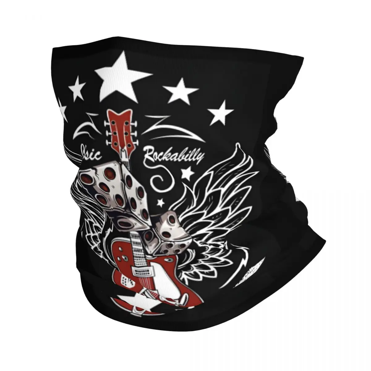 Rockabilly Guitar Vintage Rockers Rock And Roll Wings Bandana Neck White Scarf Multi-use Headwear Fishing Unisex Adult Winter