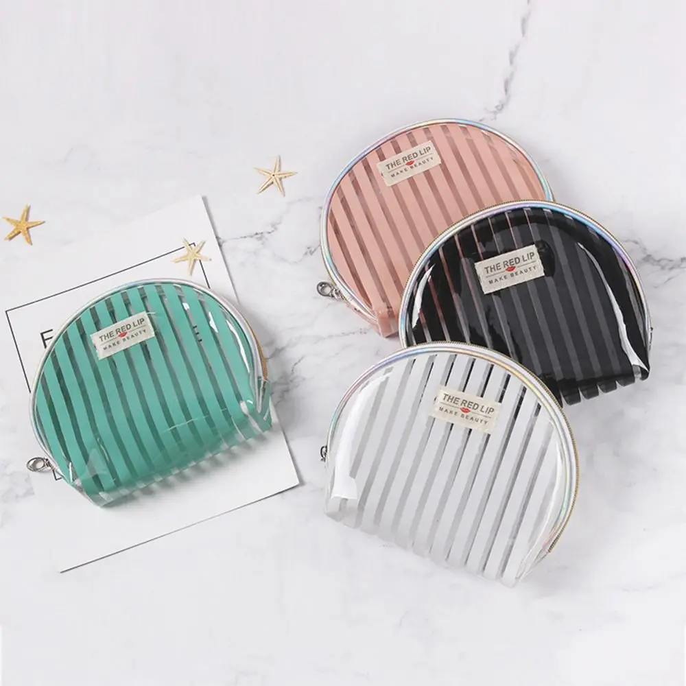 Multicolor Transparent Toiletries Bag PVC Multipurpose Makeup Bag Stripes Large Capacity Travel Organizer Bag Travel Gym Travel