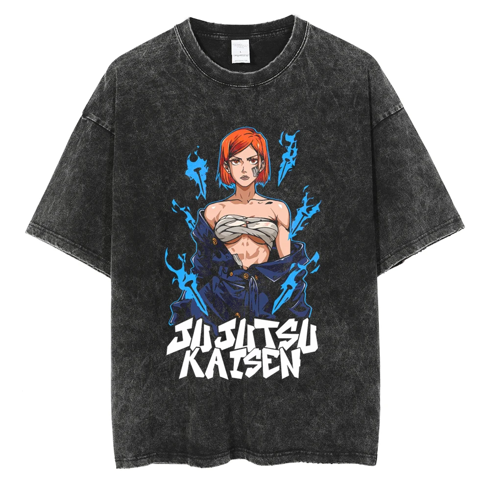 

Jujutsu Kaisen Manga T-shirt Kugisaki Nobara Anime Graphic T Shirt Men Women Clothing Short Sleeve Tees Washed Oversized T-shirt