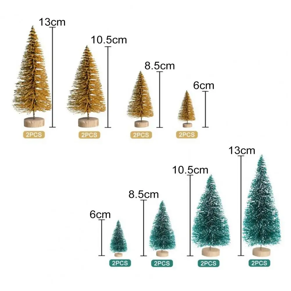 8Pcs Artificial Mini Wooden Christmas Tree Green Tower Pine Small Sisal Christmas Tree Tabletop Ornament Decor