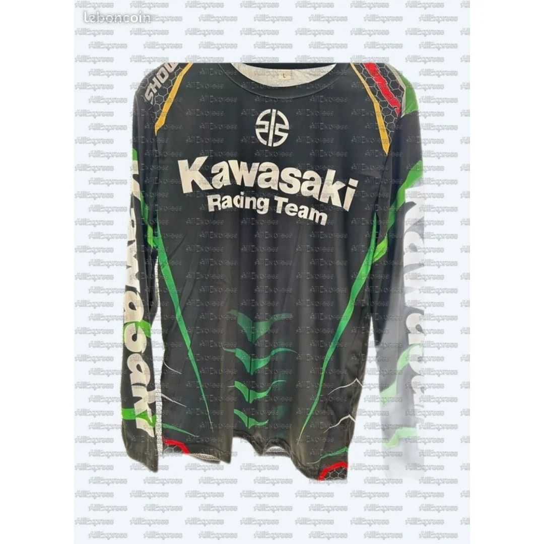 

2025 Men's Long Sleeve T-Shirt Kawasaki Motorcycle Logo 3D Printed Graphic Fashion Top Breathable Sun Protection Cool Design