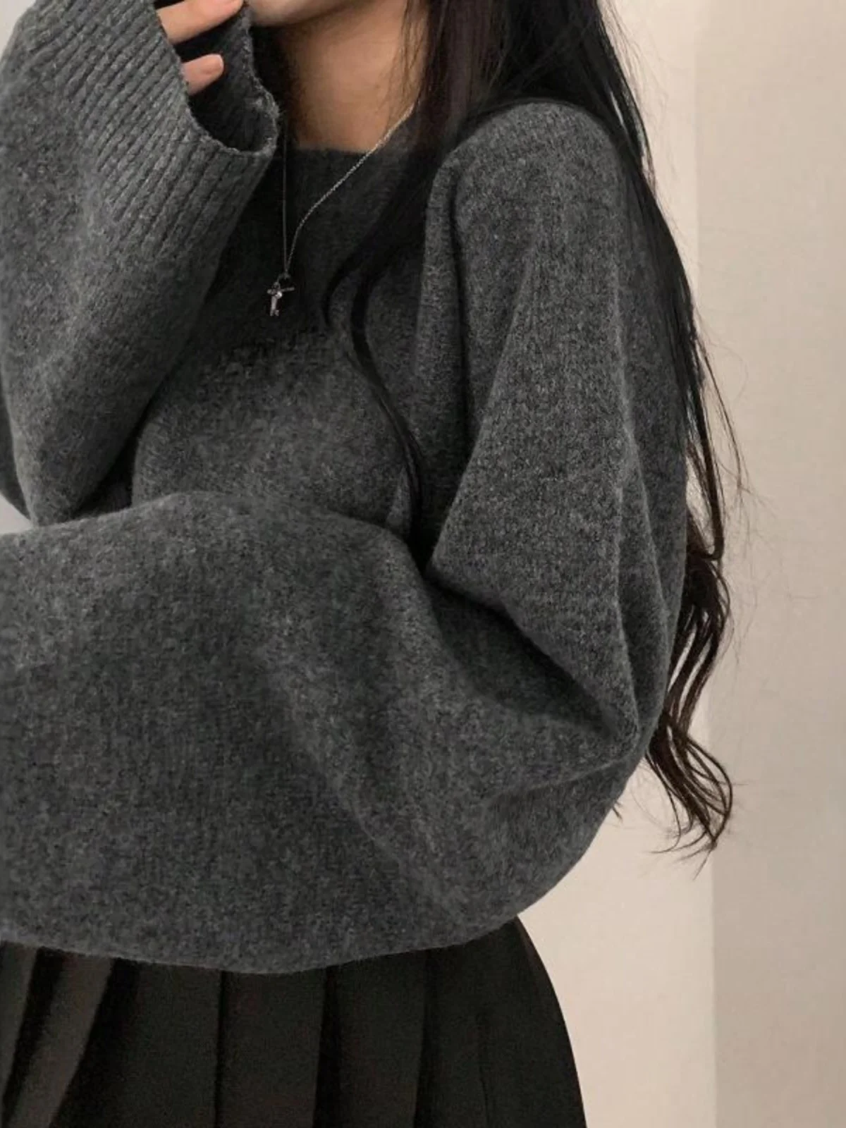 Chique vroege herfst Lazy Sle ey ort Svel trui losse slanke ronde Ne gebreide top dames Faion warm thermisch