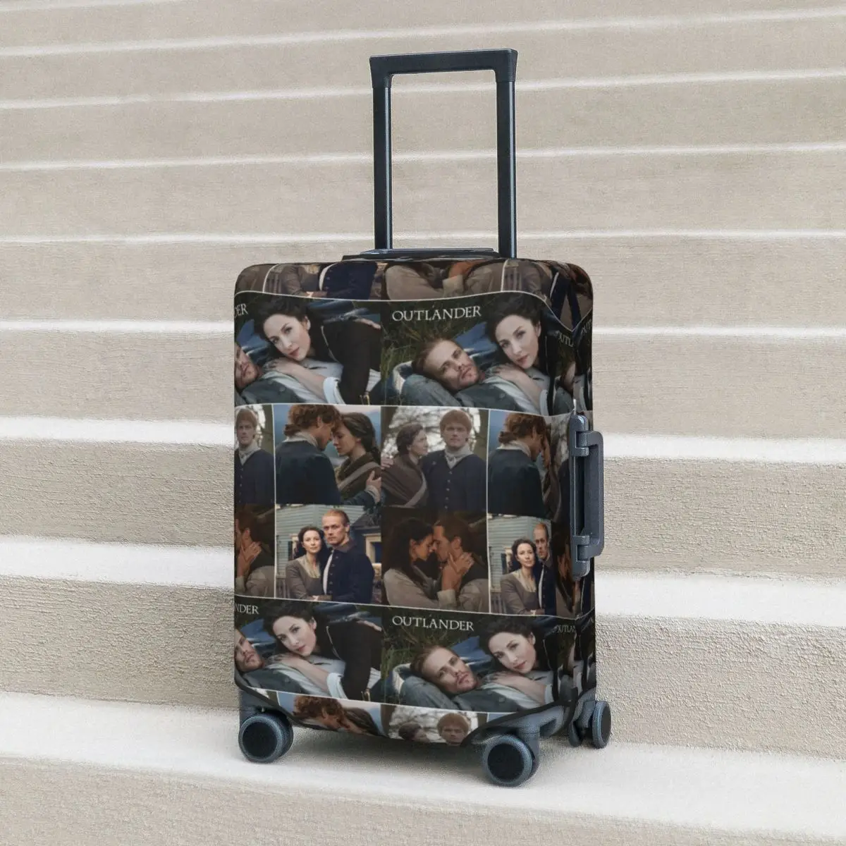 Outlander TV Series Gift Suitcase Cover Flight Lovers Jamie and Claire Collage Practical Luggage Accesories Travel Protector