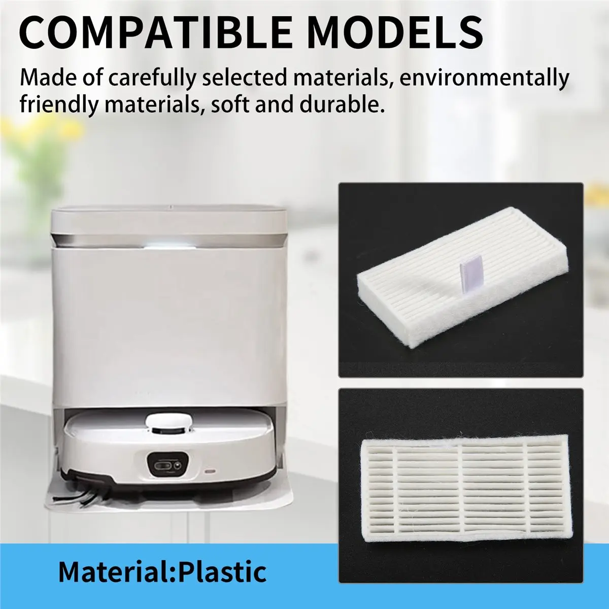 [Promotions]10PCS Washable Hepa Filter Replacement Parts for VCR04W Robot Vacuum Cleaner Accessories Filters