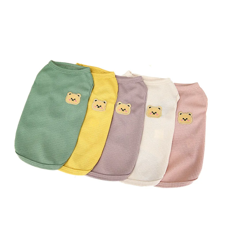Pet Cat Clothes Bear Print Vest Puppy Kitten Crew Neck Sleeveless T-shirt Spring Summer Casual Clothing for Small Medium Dogs