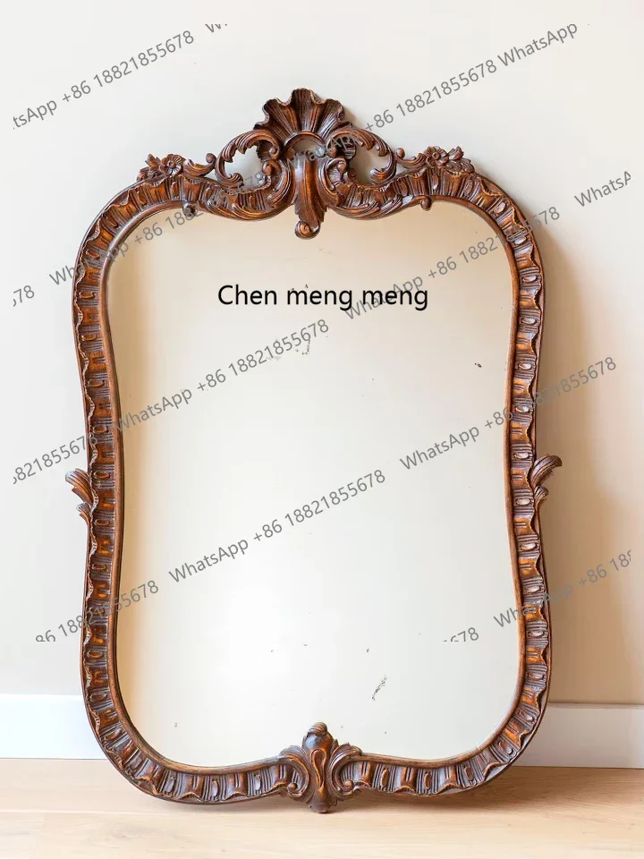 French retro vanity mirror new Chinese home bedroom vanity mirror American engraved wall hanging
