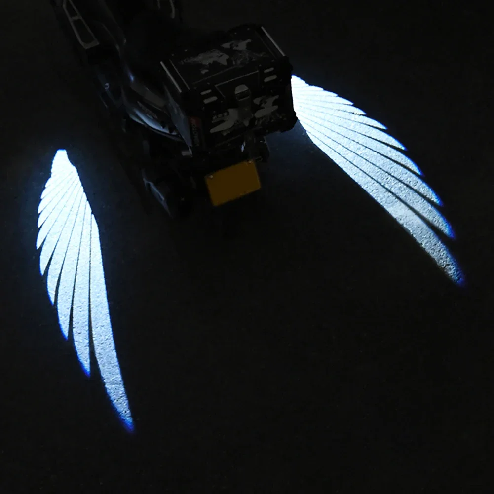 2PCS Angel Wings Motorcycle LED Welcome Light Motorcycle Modified Decorative Light Wing Laser Lights Projection Lights