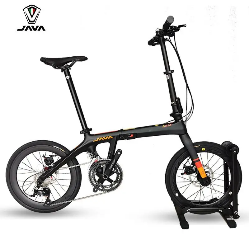 Java-カーボンファイバー折りたたみ自転車,18スピード,20インチ,プル