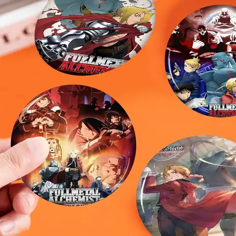 Anime Fullmetal Alchemist Classic Vintage Soft Button Pin Round Metal Badge Lapel Pin Parts Gift Friends Kid Jewelry