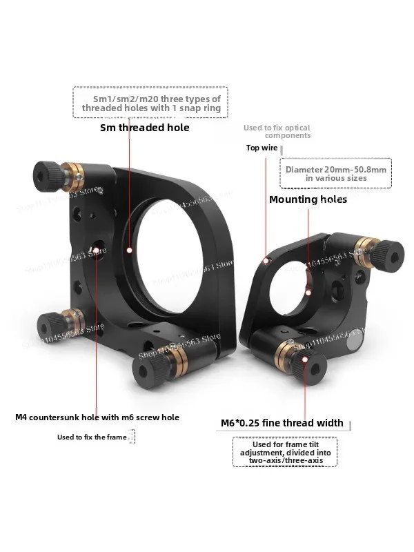 Optical Mirror Mount Kinematic Adjustable with Locking Hex Screws for Laser Path Side/Top Wire Fixing