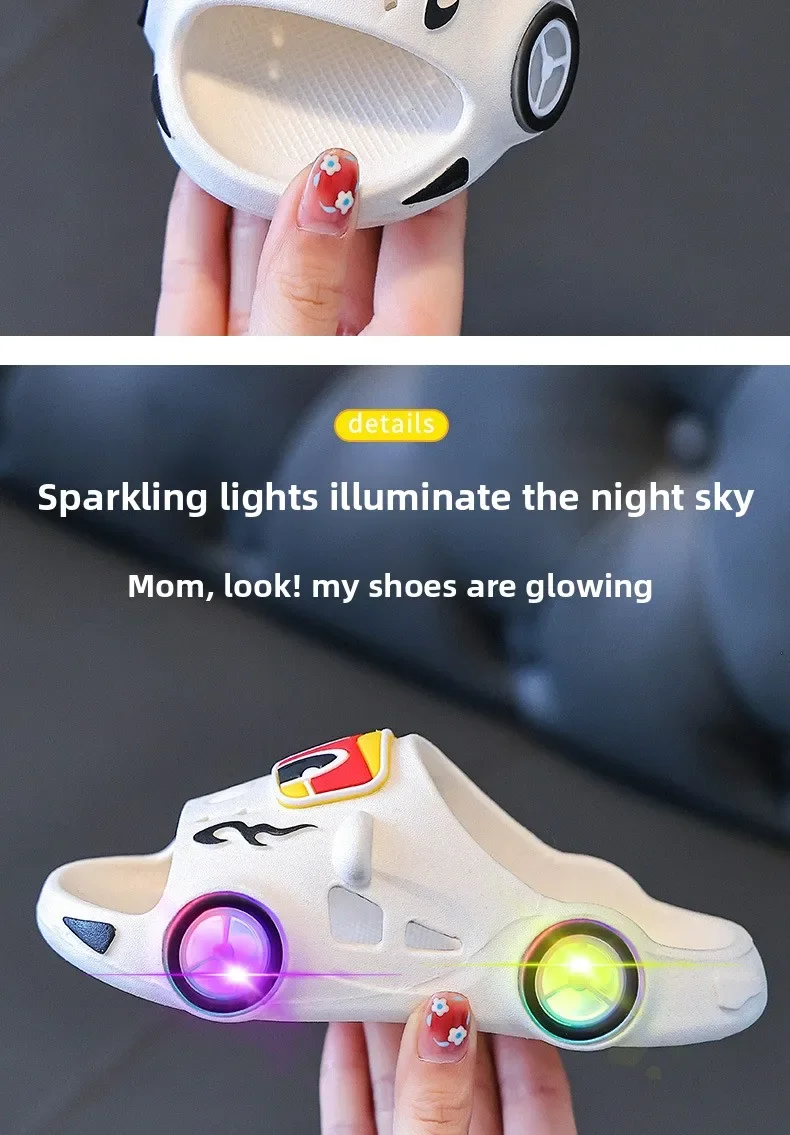 Neue 2026 Kinder-LED-Slipper für den Sommer, Outdoor, beidseitig tragbar, rutschfest, niedliche kleine Kindersandalen, Jungen-Slipper für Zuhause. – Detail 9
