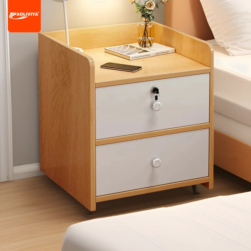 

AOLIVIYA Small Simple Modern Japanese Style Bedside Storage Cabinet A90 Stylish Creative Wooden Bedroom Bedside Shelf