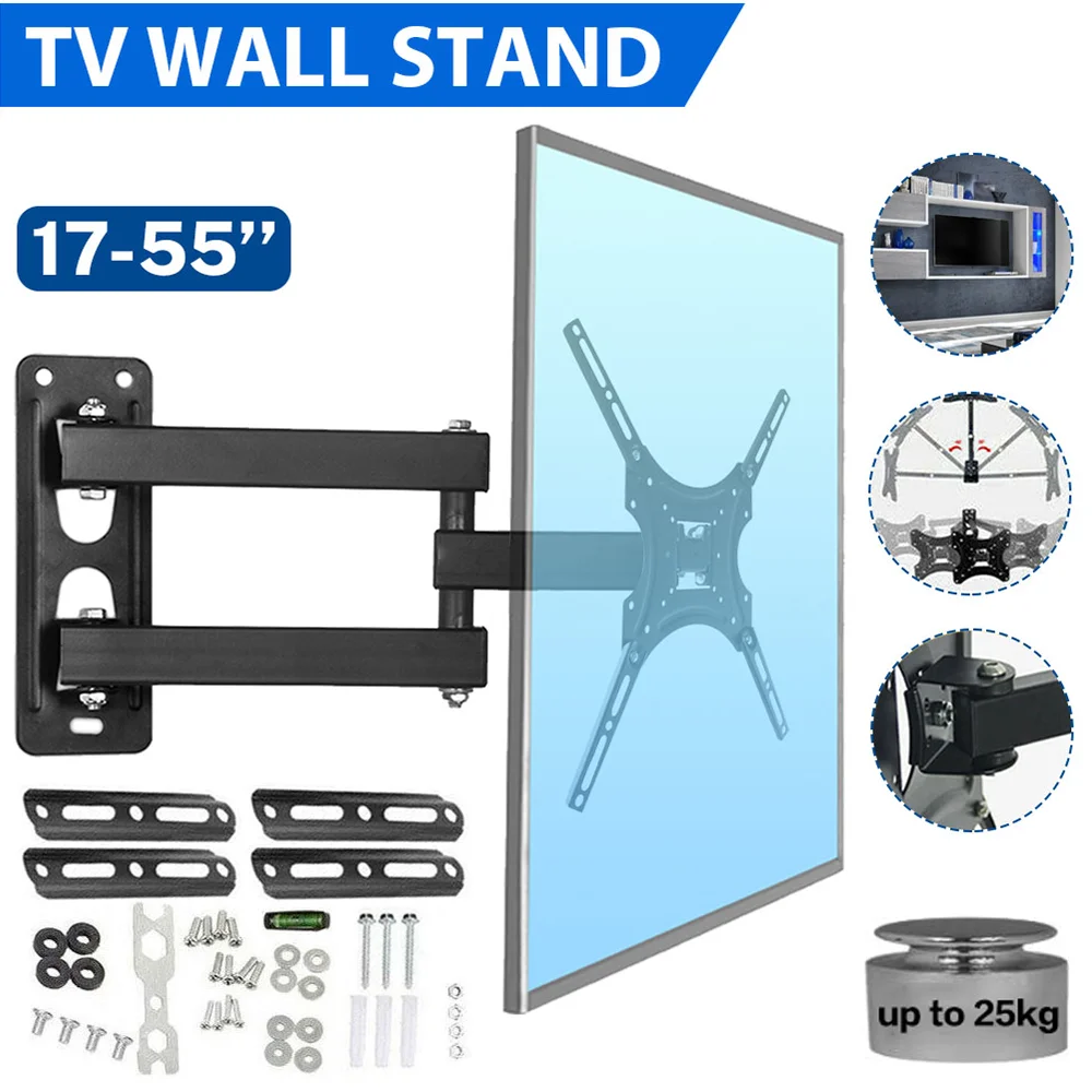 Universelle TV-Monitor-Wandhalterung, Gelenkarme, drehbare Neigungsverlängerung, Drehung für die meisten 17–55 Zoll flachen, gebogenen Fernseher – Detail 2