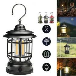 Retro Camping Lampe USB Aufladbare Laterne Camping Licht Beleuchtung Laterne Lampe Taschenlampe Outdoor Camping Licht Wasserdicht