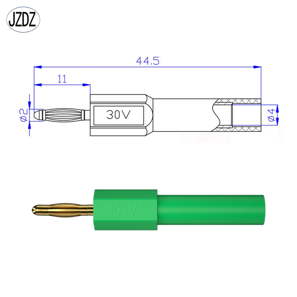 JZDZ 5PCS 4MM Banana Jack Female to 2MM Gold Plating Banana Male Plug Cable Wire Adapters Plugs  J.20011