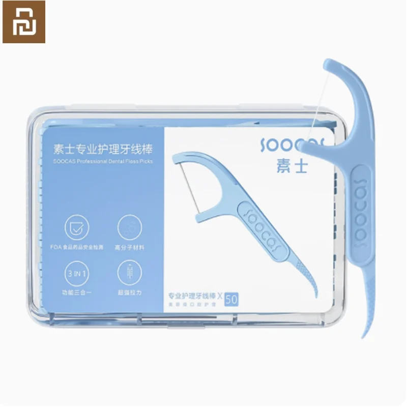 Youpin SOOCAS-palillos de dientes para cuidado bucal, diseño ergonómico, Prueba FDA, Grado Alimenticio, 50 unids/lote por caja