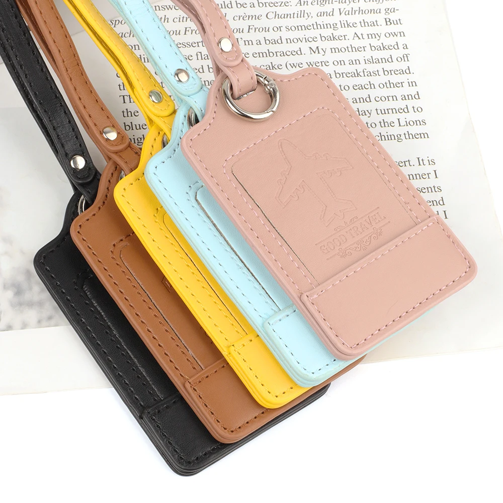 Portable Travel Luggage Tag PU Leather Baggage Label Universal Airplane Boarding Labels Passport Cover Case Travel Accessories