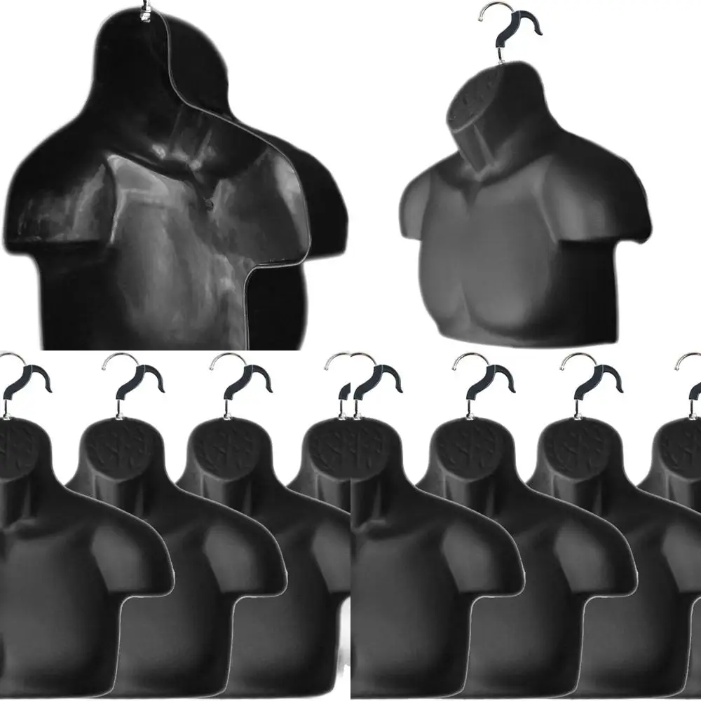 

S-M Plastic Male Mannequin Set, 4-Pack, Black Hollow Chest with Hanging Hook