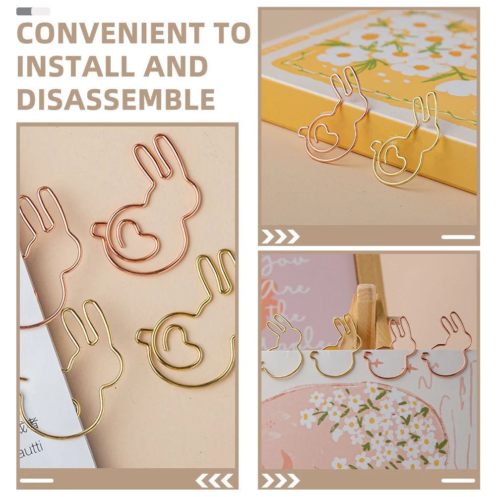 30Pcs Decorative Bunny Shape Paper Clips Adorable Rabbit Small Cute Office Supplies Practical Multi-Function Clips for Files